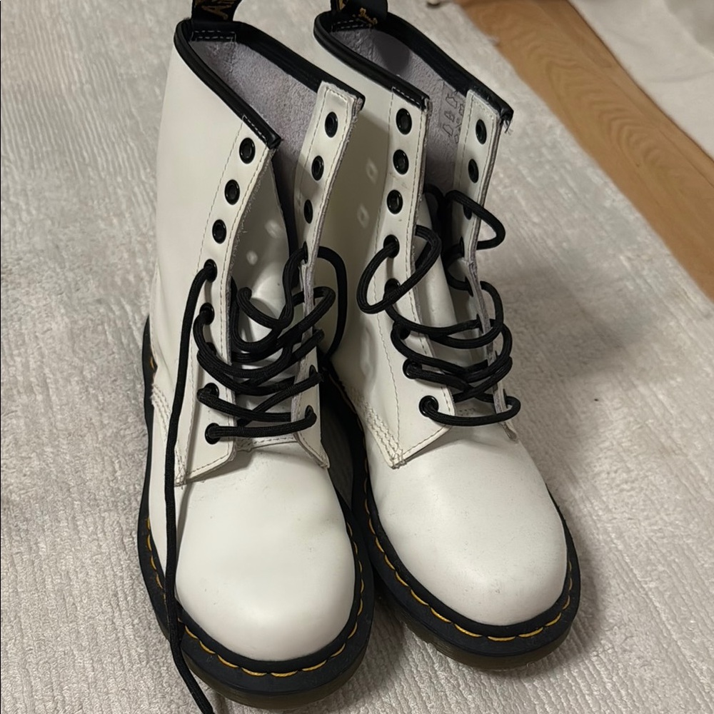 Dr. Martens White and Black Combat Boots
